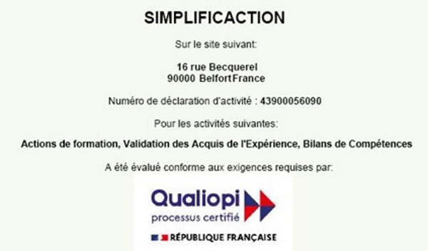 Certification Qualiopi - Simplificaction